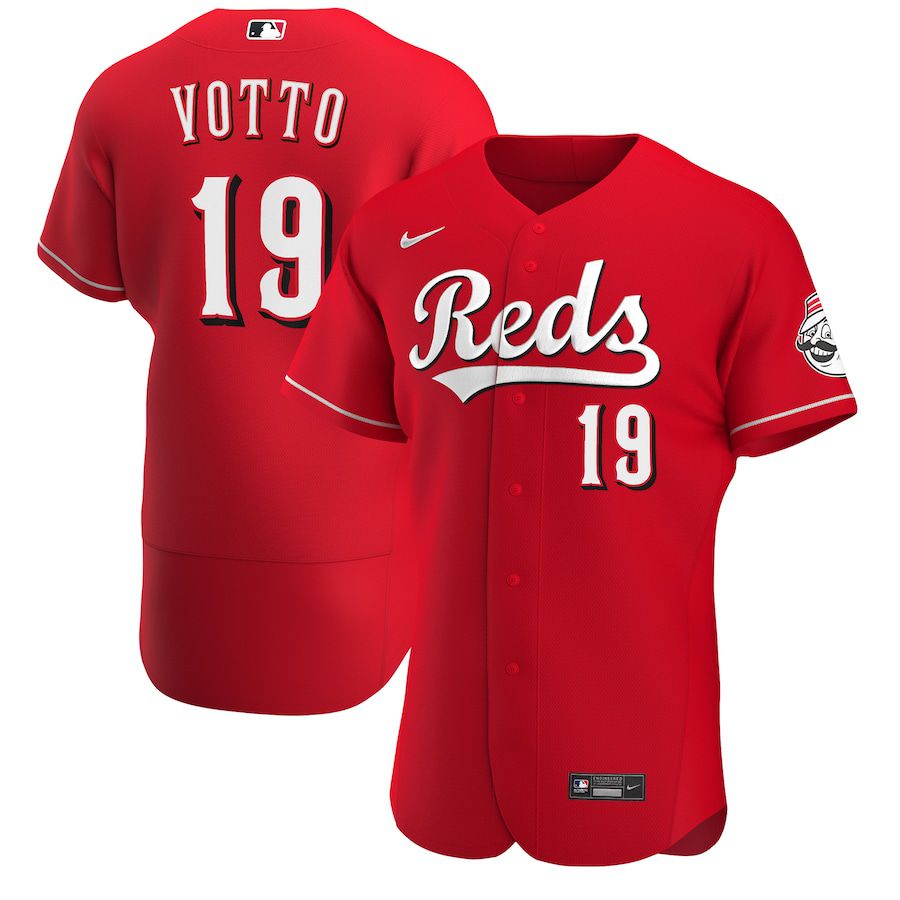 Mens Cincinnati Reds #19 Joey Votto Nike Scarlet Alternate Authentic Player MLB Jerseys